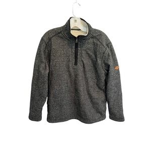 ORVIS Mens Sweater Jacket BRIGHTON Black 1/4 Zip Sherpa Lined Pullover Sz Medium